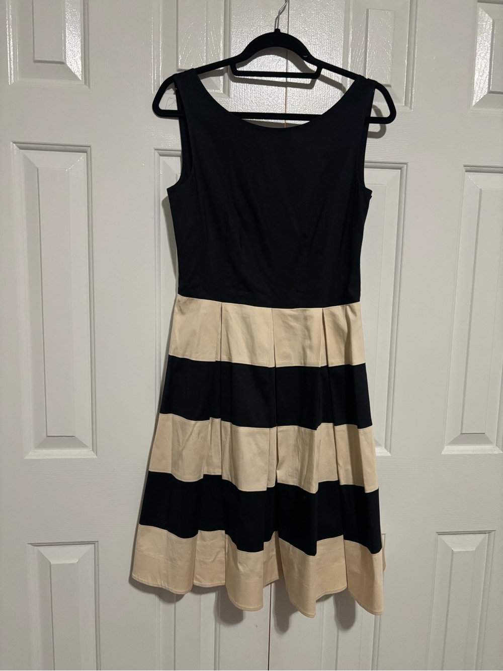 kate spade Black and Cream Striped Fit-and-Flare Dress - Picture 2 of 11